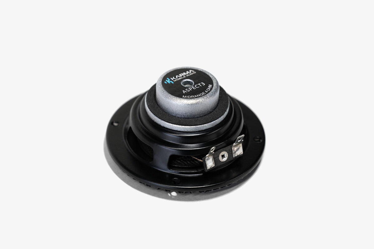 Karma Mobile Audio Aspect 3 three inch Midrange speaker driver rear magnet and terminals