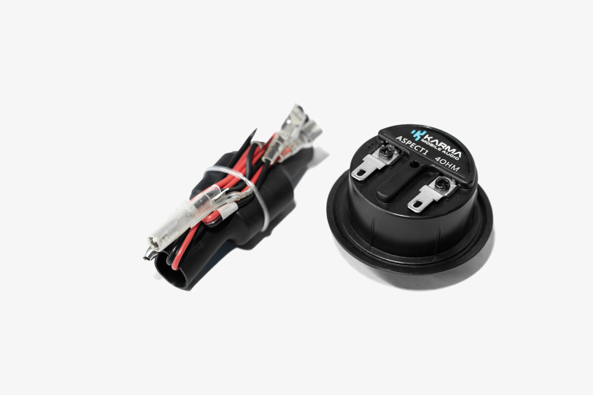 Karma Mobile Audio Aspect 6.1 car audio tweeter back side with in line passive crossover
