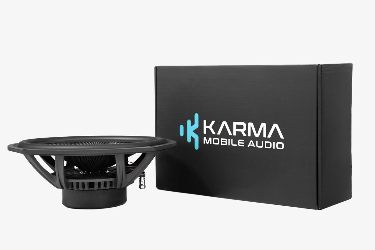 Karma Mobile Audio Aspect 6.9 6x9 Midbass driver with its box. 6x9 woofer speaker for car audio.