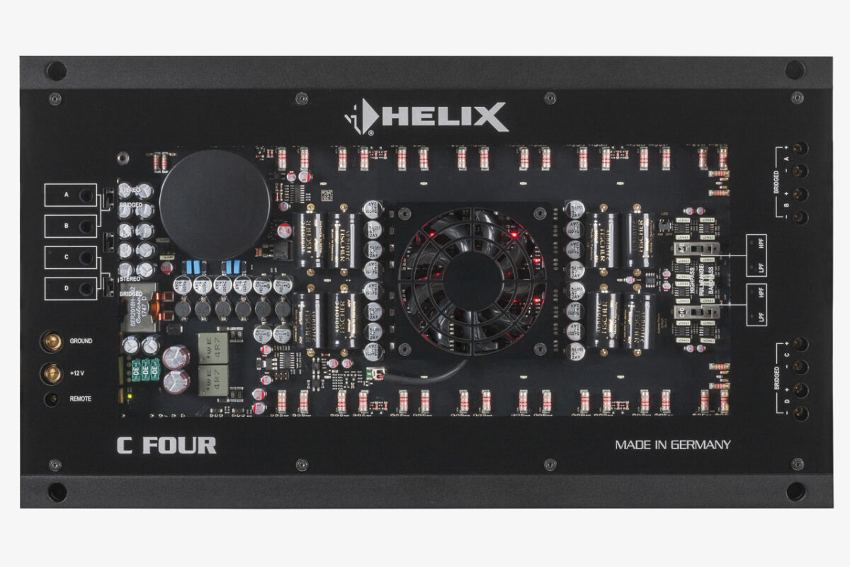 Helix C Four 4-channel amplifier Top Lights Off